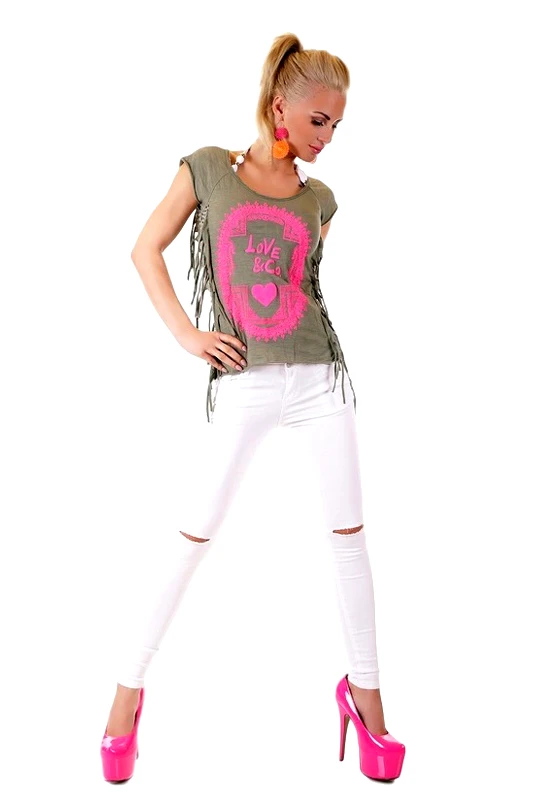SD Fashion 31019 SD Μοντέρνο T-shirt - Χακί-Χακί
