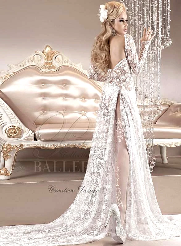 Ballerina 2255 BA Κομψό καλσόν λύκρα με κέντημα στο πίσω μέρος -Ασπρο