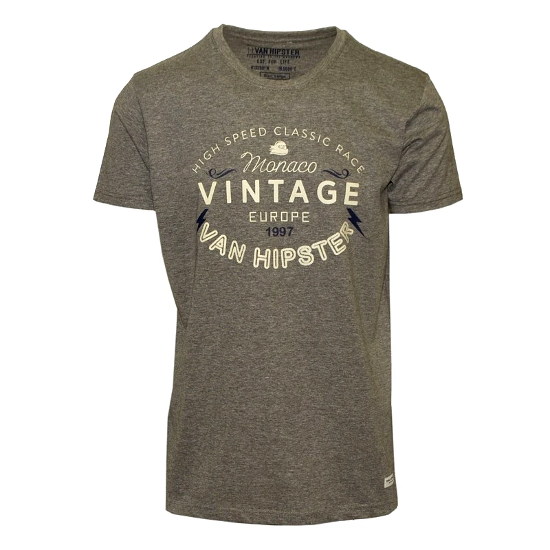 VAN HIPSTER 71494-04 Ανδρικό T-shirt με τύπωμα - Γκρί Μελανζέ -Γκρι