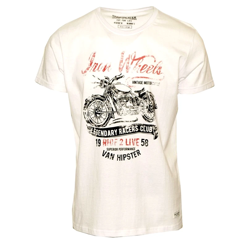 VAN HIPSTER 71497-02 Ανδρικό T-shirt με τύπωμα - Ασπρο-Ασπρο