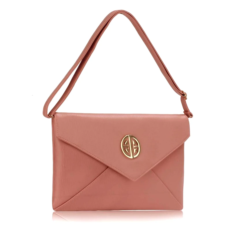 LS Bags 1295 LS Γυναικεία μεγάλη τσάντα φάκελος LSE00220A -Μπέζ/Ρόζ-Μπεζ