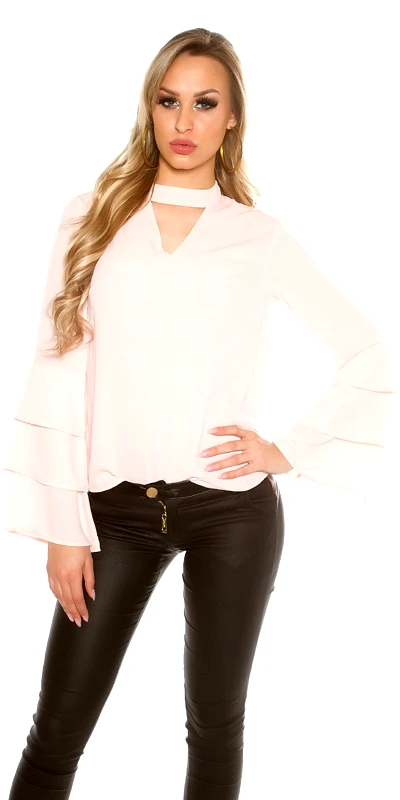 Fashion Style 41761 FS Μοντέρνο μακρυμάνικο πουκάμισο - Σωμόν-Κοραλί