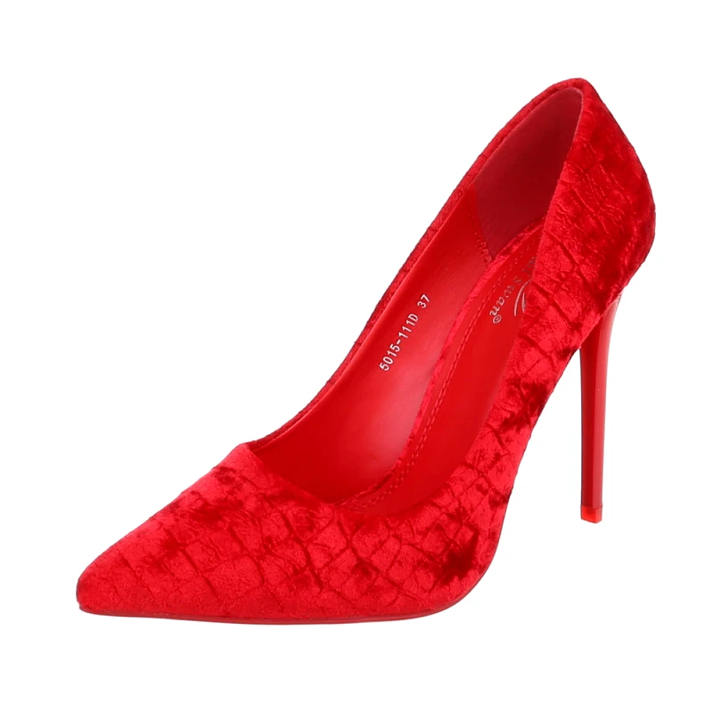 LD shoes Σουέτ γυναικείες γόβες - Κόκκινες 0666-Κοκκινο