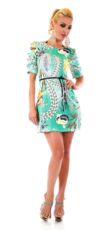 SD Fashion Μίνι φλοράλ φόρεμα - Πράσινο 31052-Πρασινο