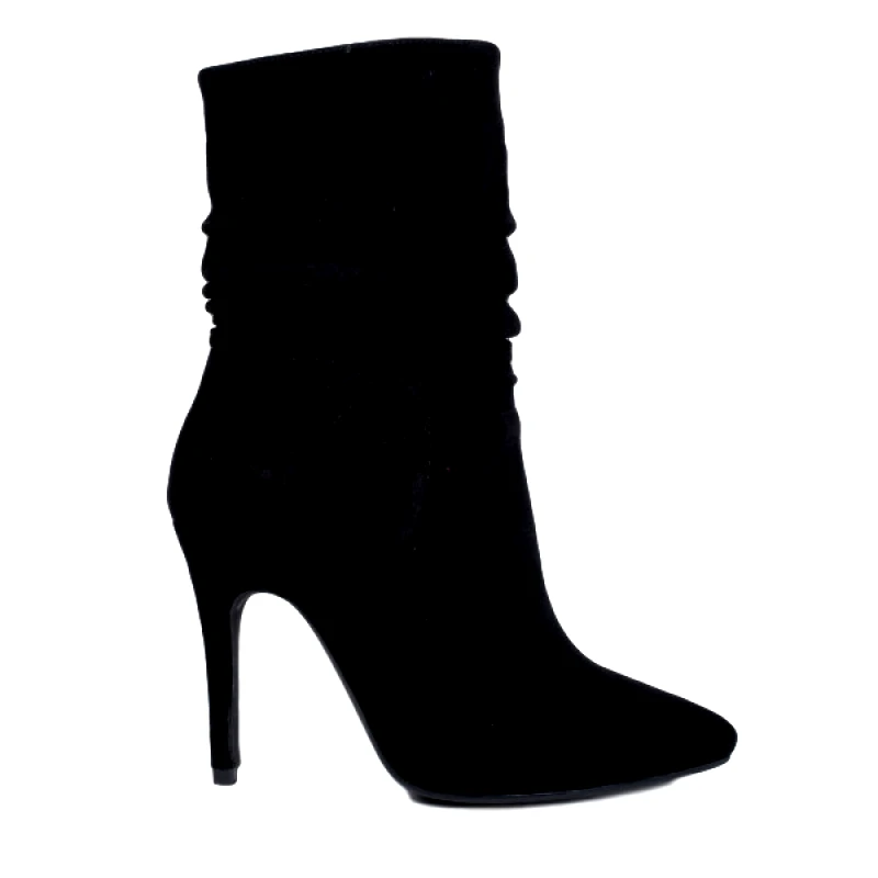 IDEAL SHOES Γυναικεία σουέτ μποτάκια - Μαύρα 0779 -black