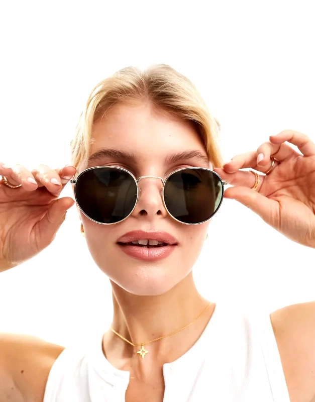 Weekday Weekday Unisex Explore round sunglasses in gold