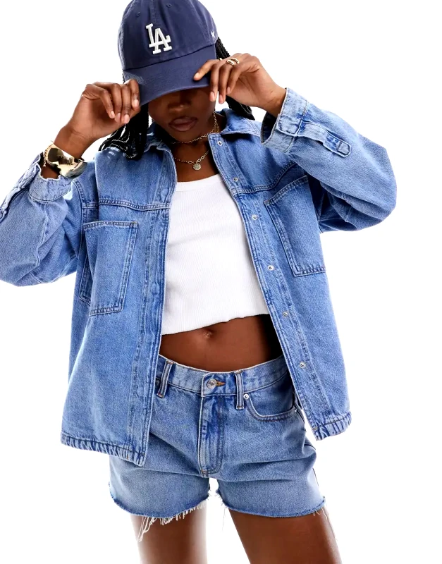 ONLY ONLY boxy denim shirt in light blue