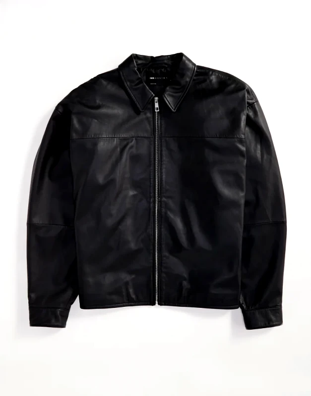 ASOS DESIGN ASOS DESIGN Premium real leather harrington jacket in black