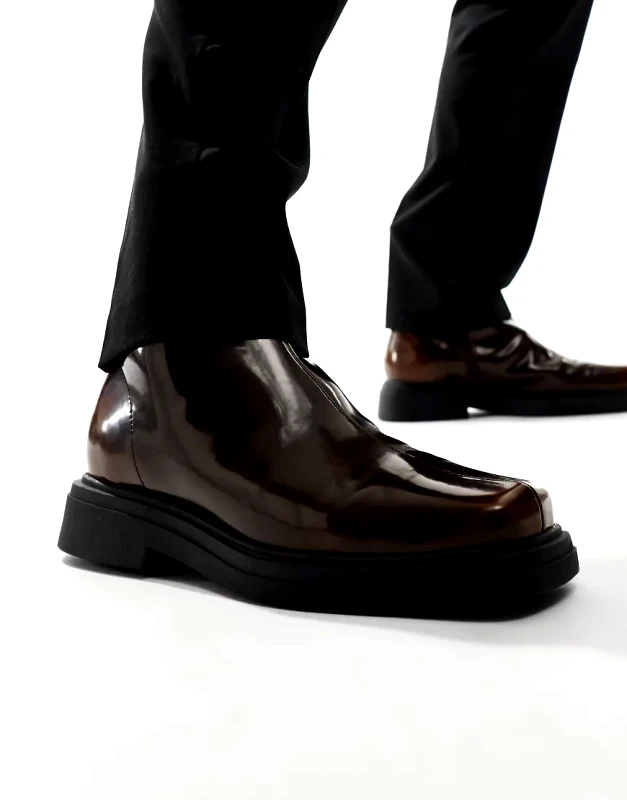 ASOS DESIGN ASOS DESIGN chelsea boots in brown with square toe