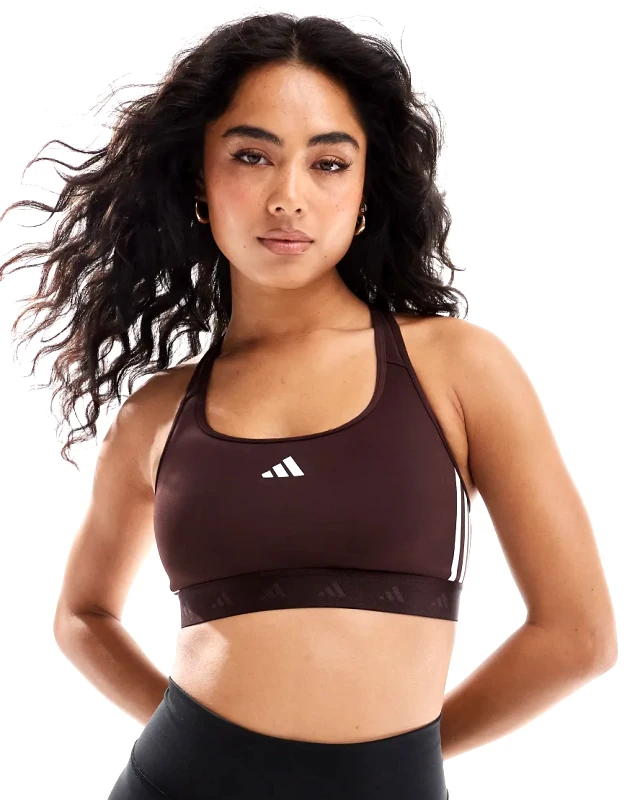 adidas performance adidas Training Hyperglam mid-support sports bra in brown