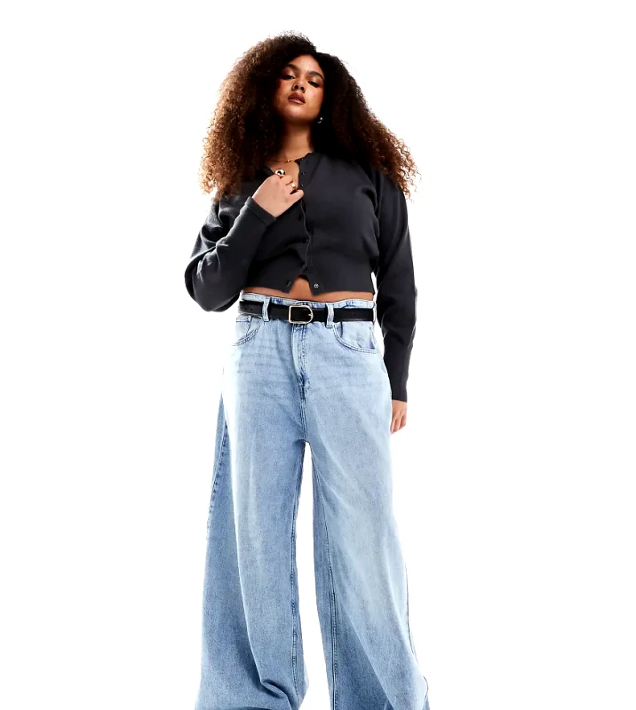 ASOS Curve ASOS DESIGN Curve soft wide leg jean in light blue