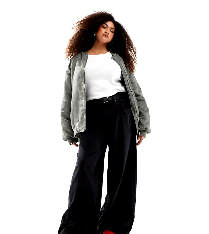 ASOS Curve ASOS DESIGN Curve soft wide leg jean in black