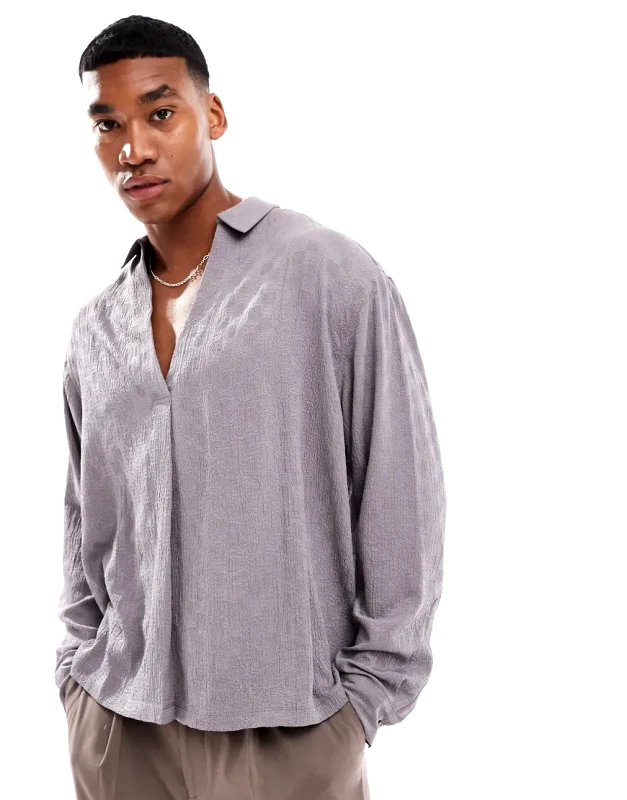 ASOS DESIGN ASOS DESIGN overhead shirt in grey texture