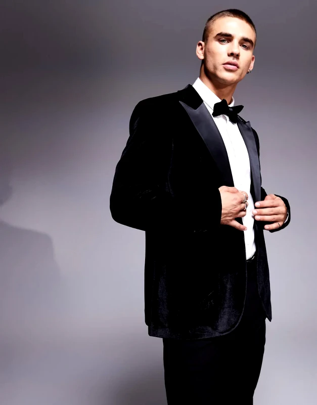 ASOS DESIGN ASOS DESIGN slim velvet tuxedo blazer in black