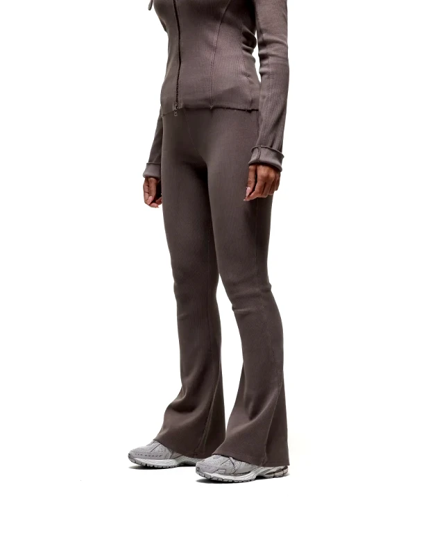 Good For Nothing Good For Nothing ribbed cross over flared leggings in brown