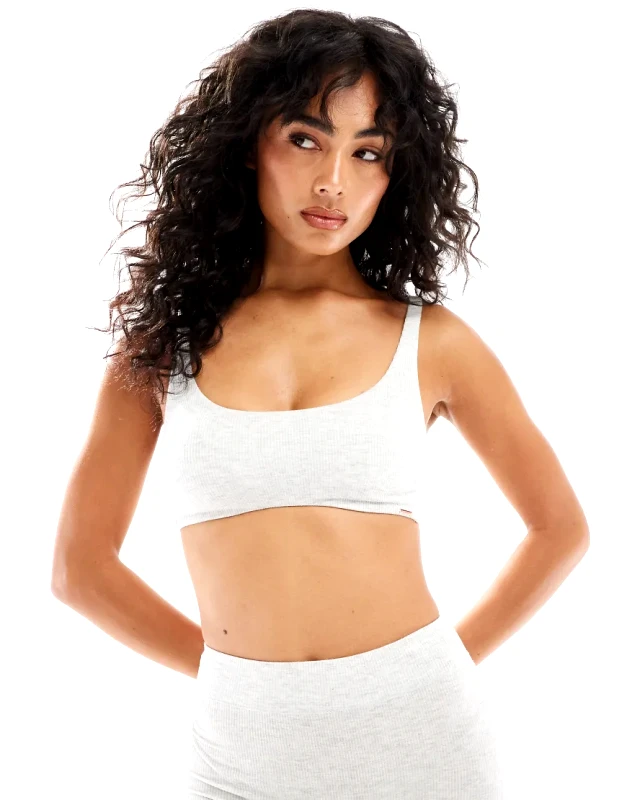 Dorina Dorina light padded scooped ribbed modal scoop bralette in grey marl