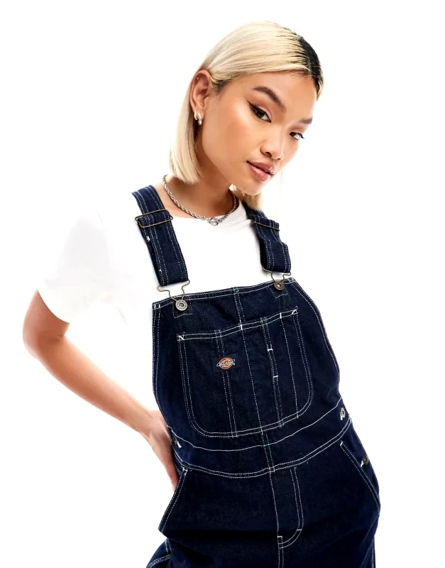 Dickies Dickies classic denim dungarees in dark blue