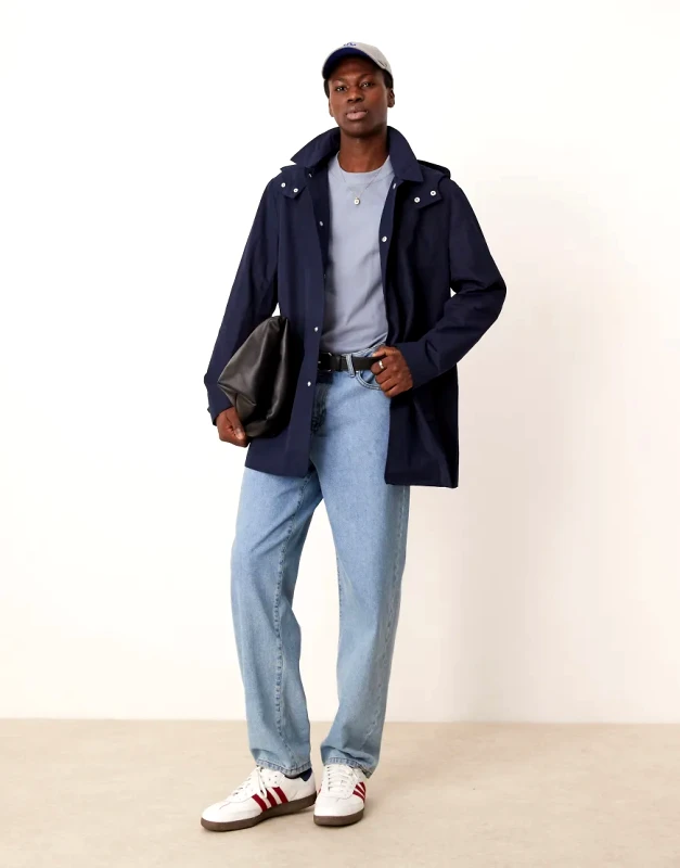 ASOS DESIGN ASOS DESIGN hooded short trench coat in navy