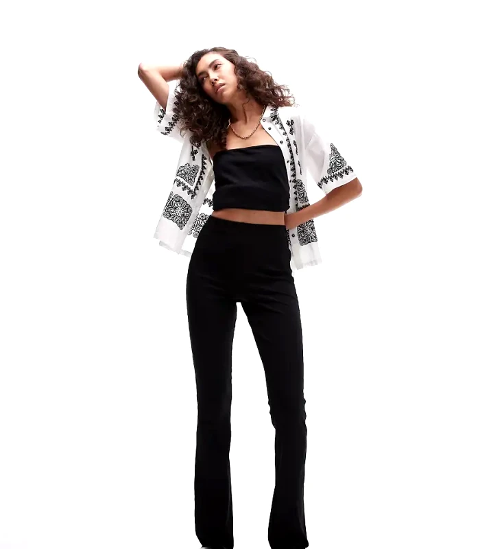 Topshop Tall Topshop Tall skinny rib flare in black