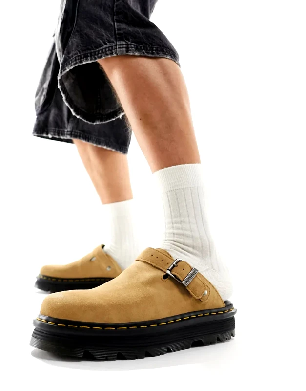 Dr Martens Dr Martens ZebZag mule in tan suede-Brown