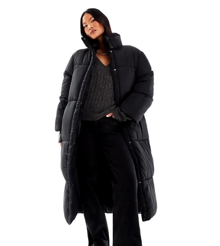 ASOS Petite ASOS DESIGN Petite longline padded jacket in black