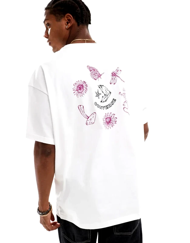 Converse Converse line art backprint t-shirt in white