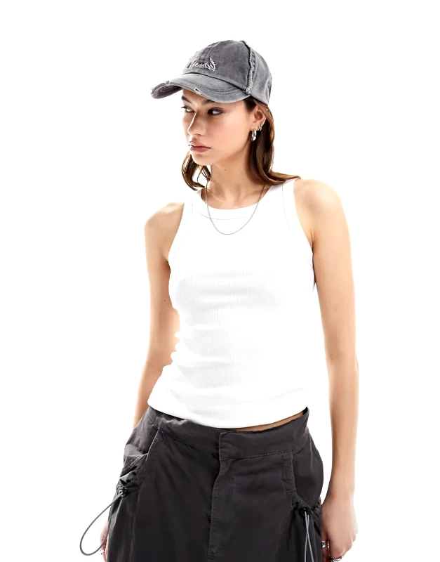Weekday Weekday rib fitted tank top in white