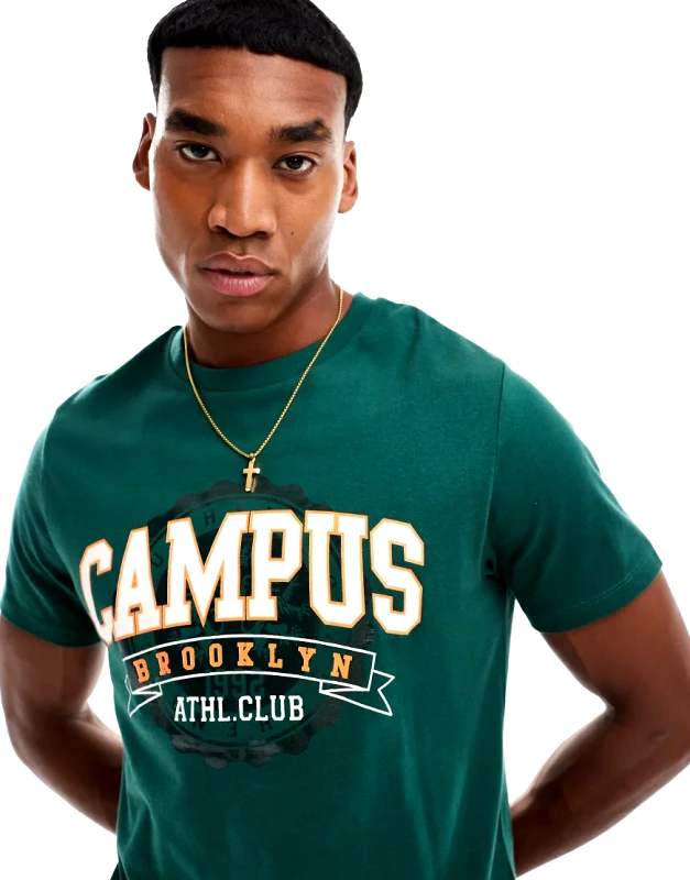 ASOS DESIGN ASOS DESIGN relaxed t-shirt with campus chest print in green