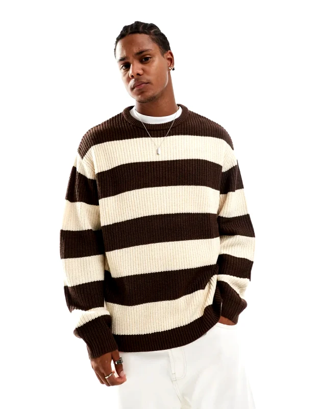 ASOS DESIGN ASOS DESIGN oversized knitted jumper brown stripe