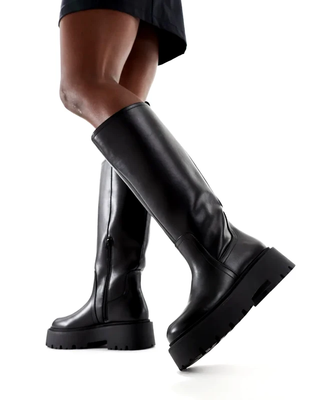 ASOS DESIGN ASOS DESIGN Carmen chunky flat knee boots in black