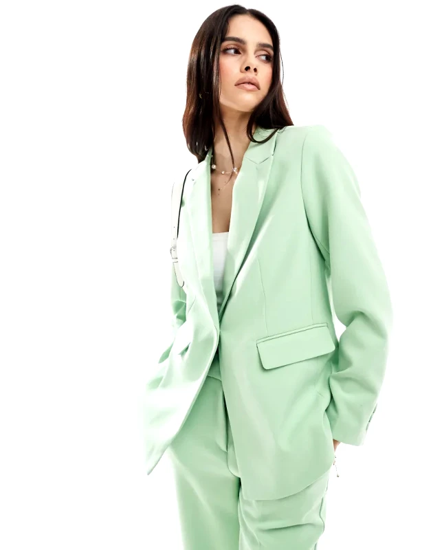 YAS YAS tailored blazer co-ord in quiet green - LGREEN