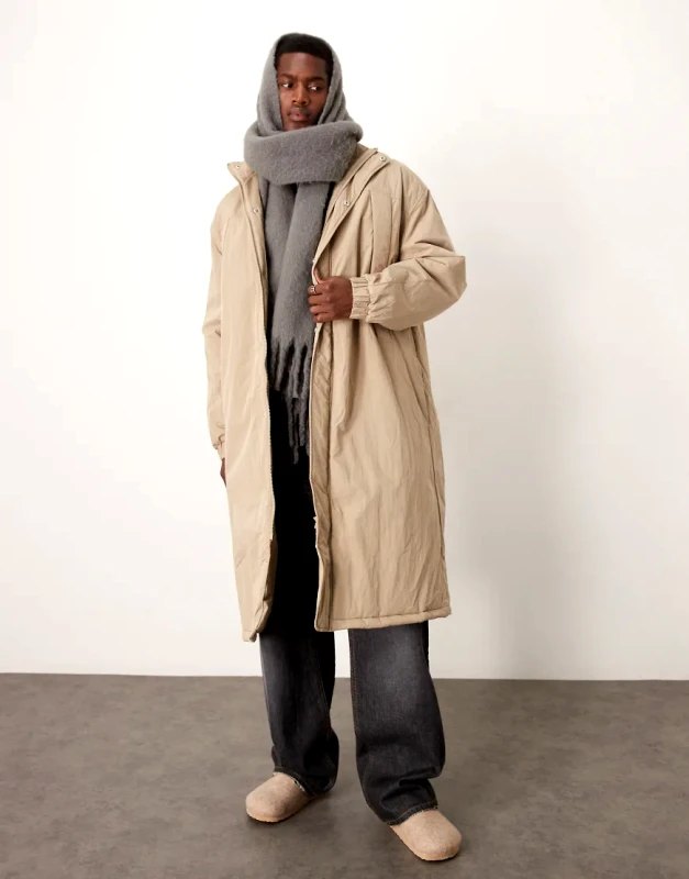 ASOS DESIGN ASOS DESIGN oversized parka jacket in stone-Neutral
