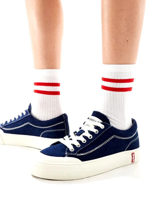Levi's Levi's LS2 denim trainers with red tab logo in blue