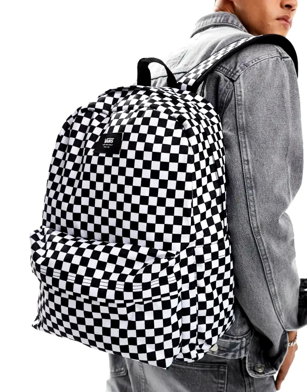 Vans Vans old skool check backpack in black and white-Multi