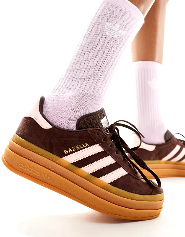 adidas Originals adidas Originals Gazelle Bold trainers in brown and pink