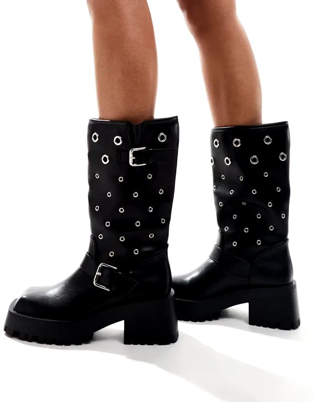 Raid RAID Jaanvi biker knee boots with eyelets in black