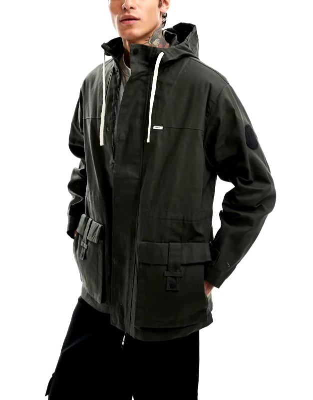 Parlez Parlez drax parka jacket in khaki-Green