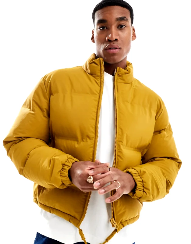 ASOS DESIGN ASOS DESIGN cropped puffer jacket in mustard-Brown