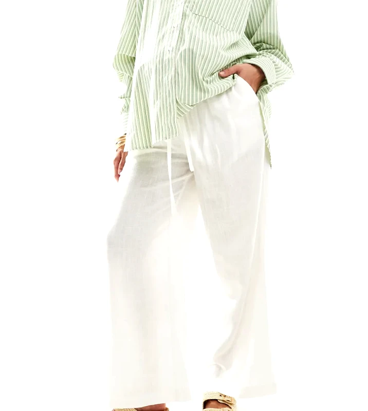 ASOS Maternity ASOS DESIGN Maternity pull on trouser with linen in white
