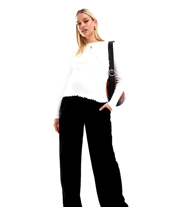 ASOS DESIGN ASOS DESIGN Maternity crinkle velvet pull on trouser in black
