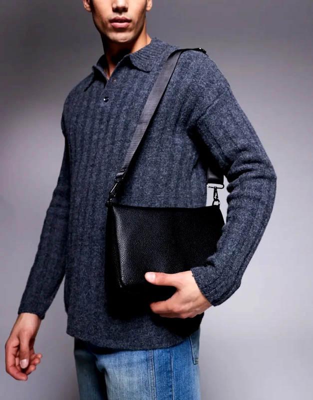 ASOS DESIGN ASOS DESIGN faux leather cross body bag in black