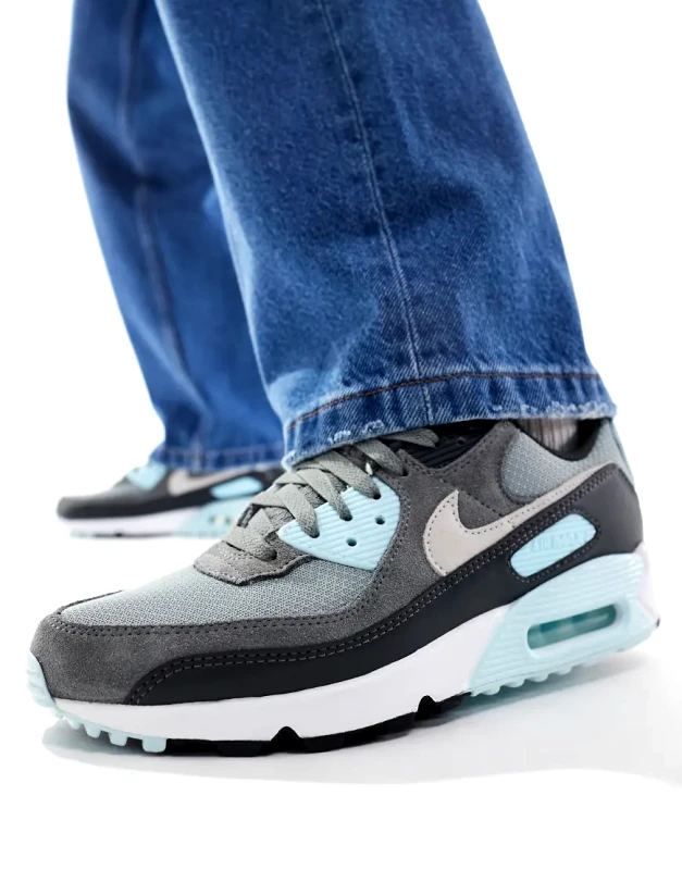 Nike Nike Air Max 90 trainers in grey and light blue