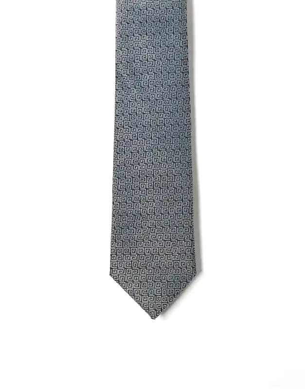 ASOS DESIGN ASOS DESIGN tie with greek wave pattern in black