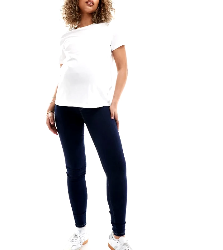 Only Maternity ONLY Maternity Rain jeggings in dark blue