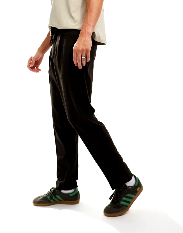 Selected Homme Selected Homme relaxed tapered fit waistband trouser in brown