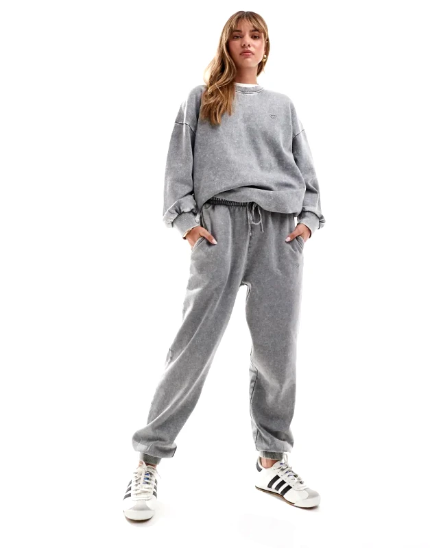 Miss Selfridge Miss Selfridge oversized jogger co-ord in acid wash grey