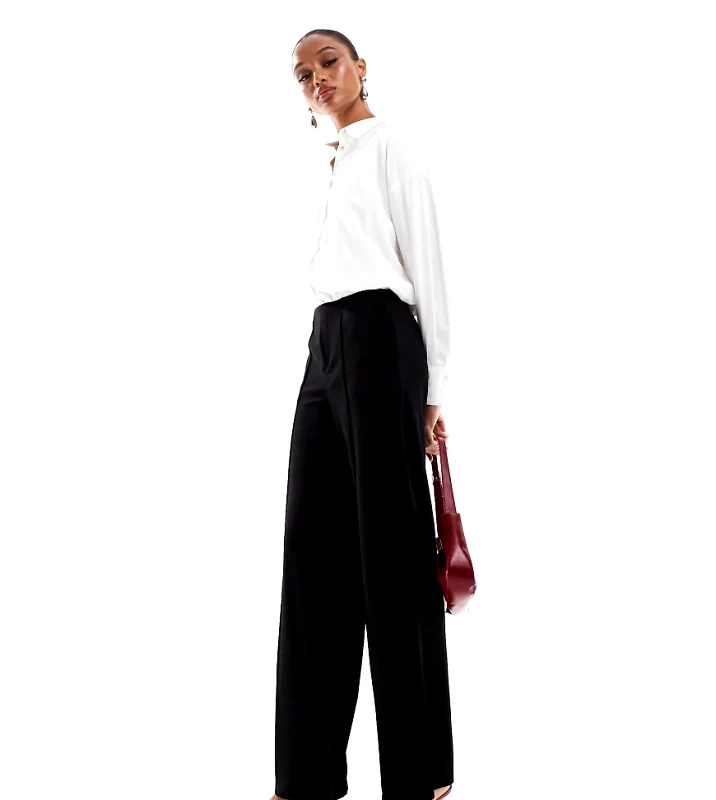 JDY Tall JDY Tall high waist trouser with front seam detail in black