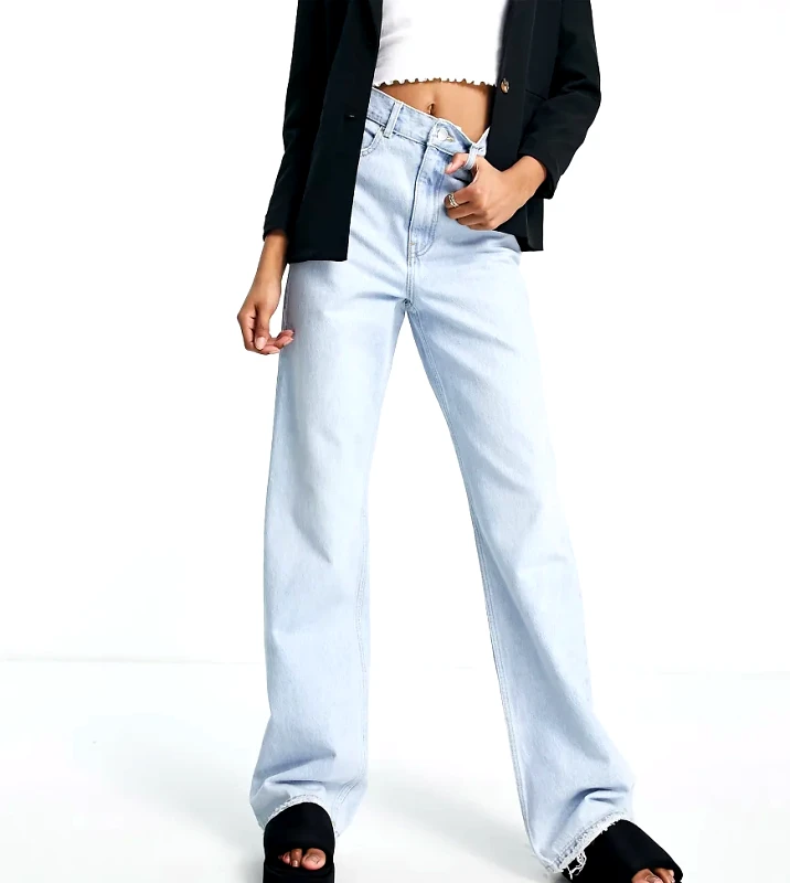 Dr Denim Plus Dr Denim Tall Echo sky high wide leg jeans in light wash blue