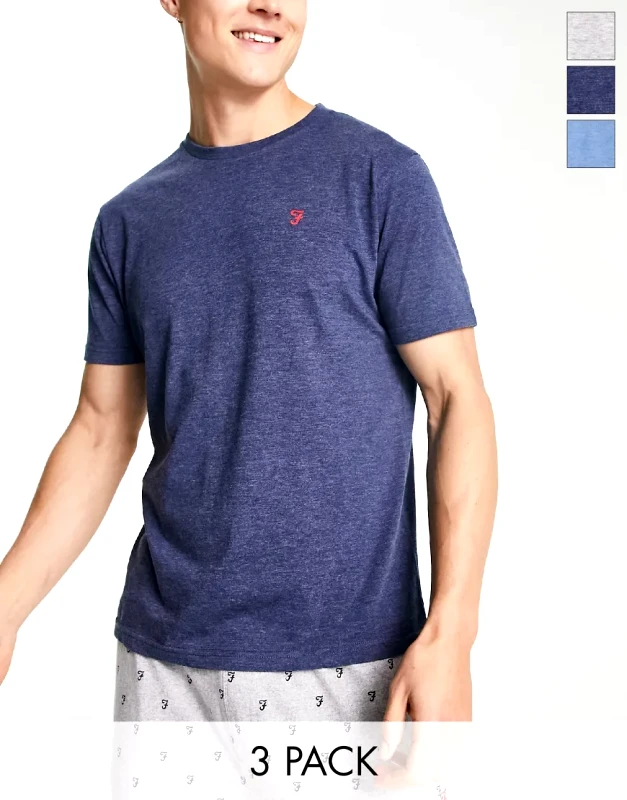 Farah Farah 3 pack t-shirts in navy grey and blue