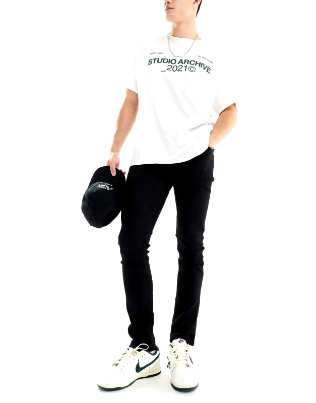 ONLY & SONS Only & Sons slim fit stretch jeans in black